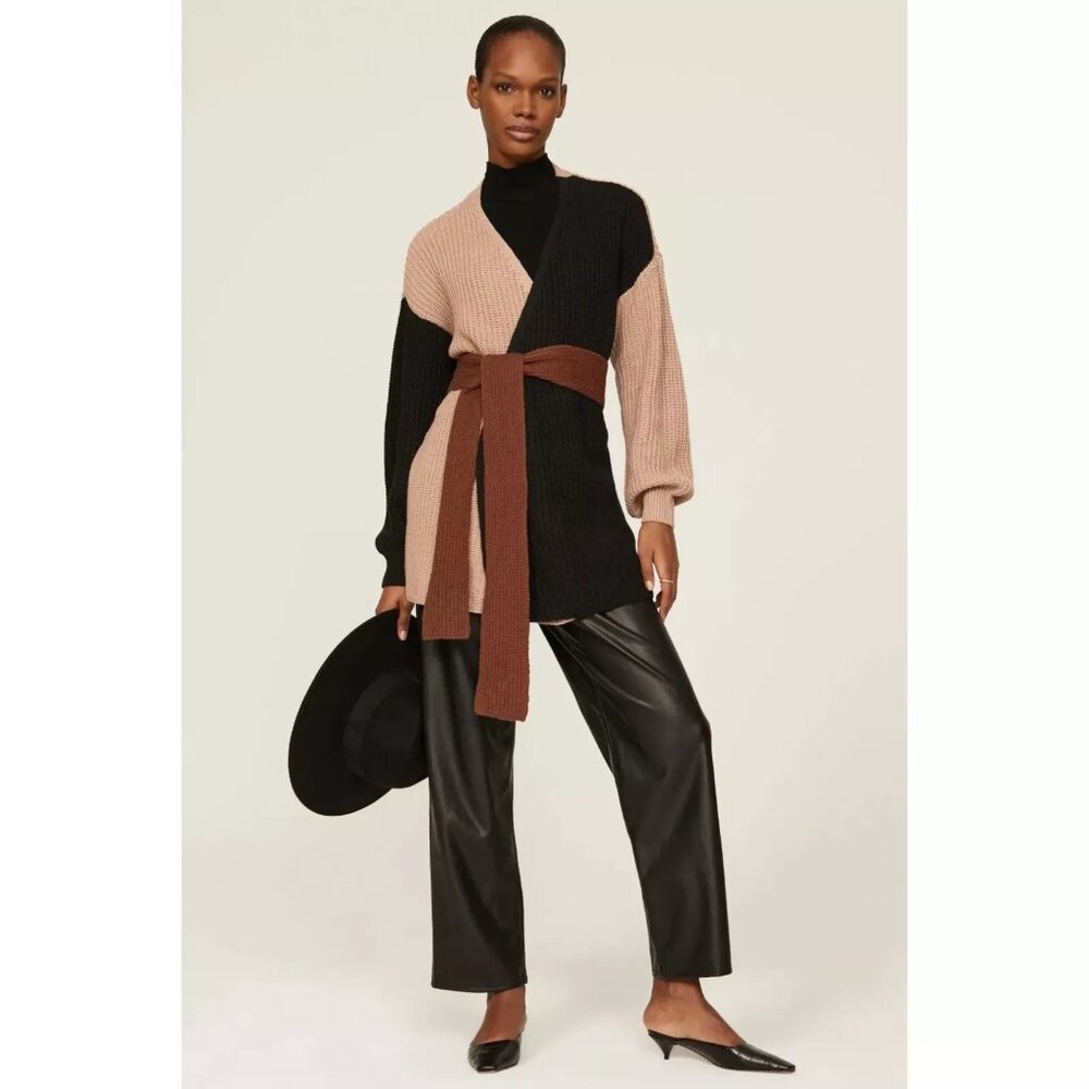 Love, Whit by Whitney Port Brown Color Block Cardigan.